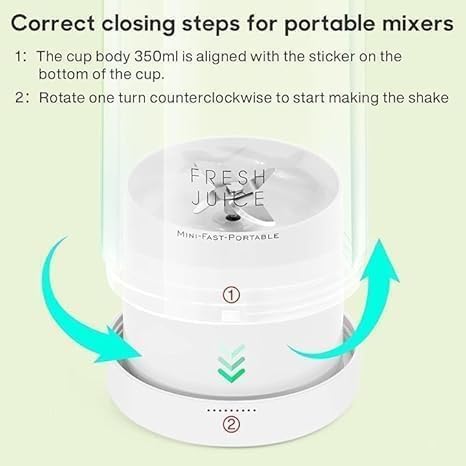 Portable Mini Blender for Fresh Juice, 4 Blade Portable Electric USB Juice Maker/Personal Size Blender for Juices, Shakes and Smoothies