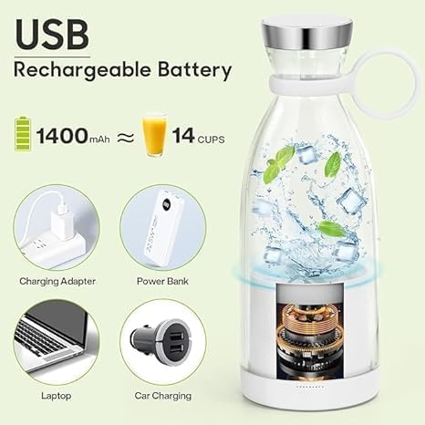 Portable Mini Blender for Fresh Juice, 4 Blade Portable Electric USB Juice Maker/Personal Size Blender for Juices, Shakes and Smoothies