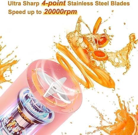 Portable Mini Blender for Fresh Juice, 4 Blade Portable Electric USB Juice Maker/Personal Size Blender for Juices, Shakes and Smoothies
