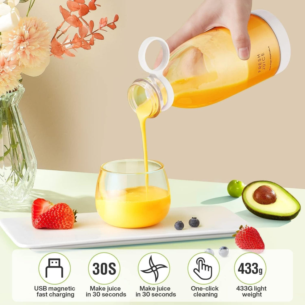 Portable Mini Blender for Fresh Juice, 4 Blade Portable Electric USB Juice Maker/Personal Size Blender for Juices, Shakes and Smoothies