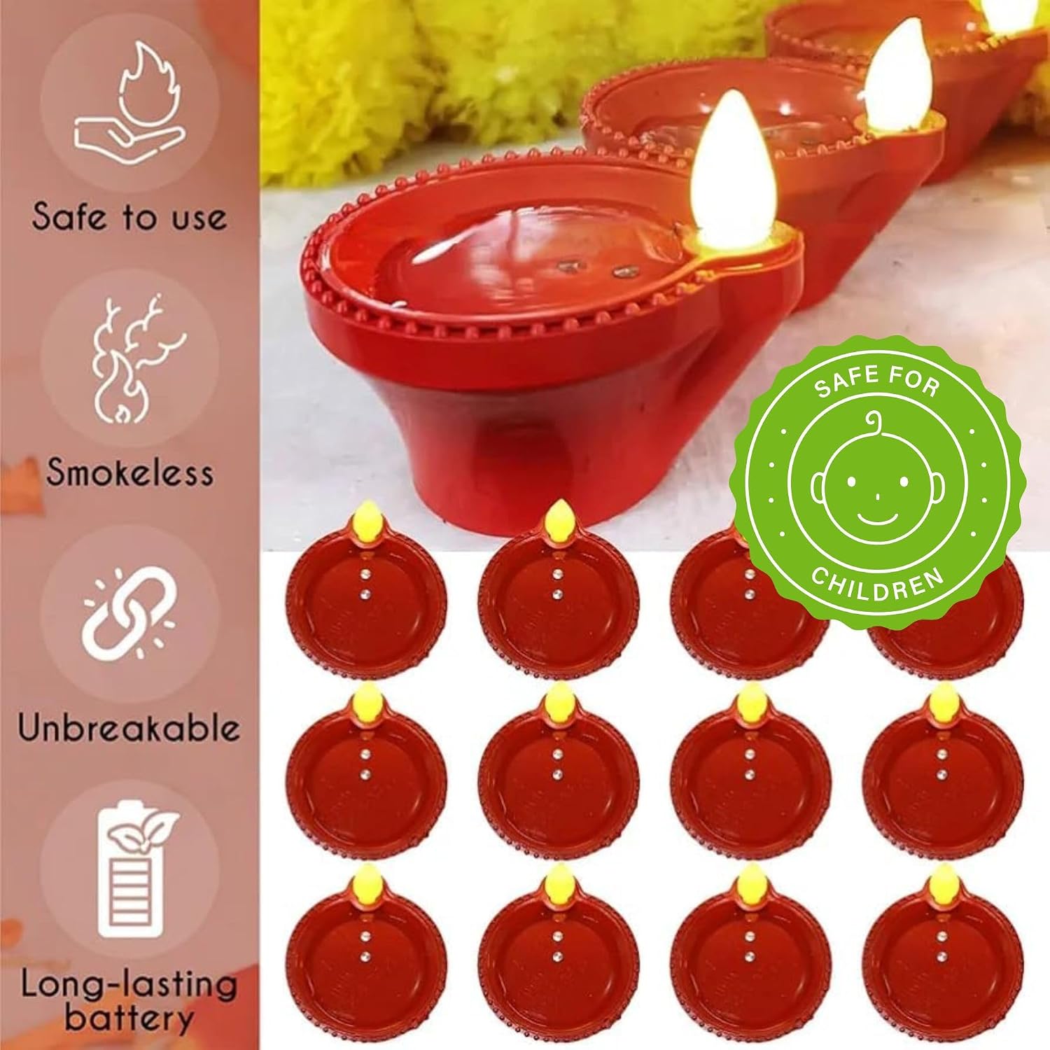 Water Sensor Diya for Home Decoration Floating Led Light Diya (Pack of 6)
