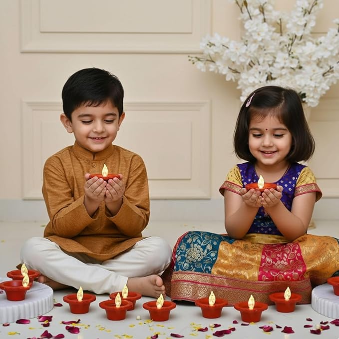 Water Sensor Diya for Home Decoration Floating Led Light Diya (Pack of 6)